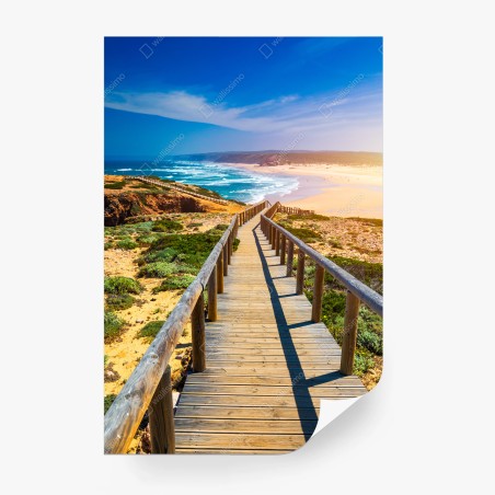 Papier peint sentier en bois vers la plage de Praia da Bordeira – Wallnifity®