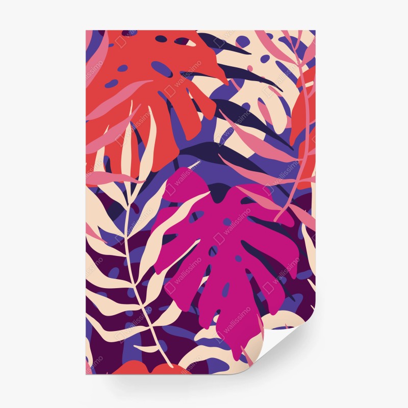 Papier peint jungle rétro aux feuilles pastel – Wallnifity®