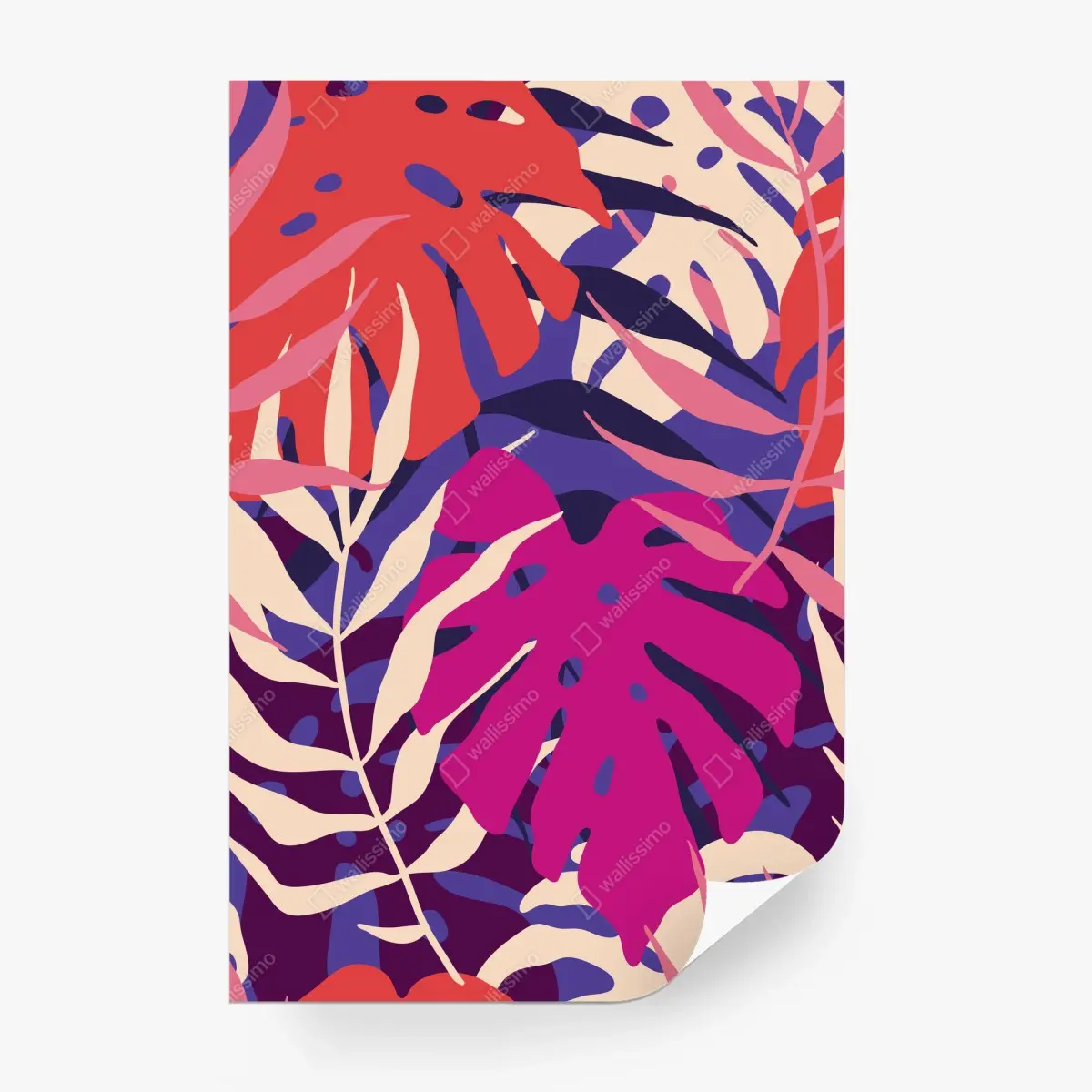 Papier peint jungle rétro aux feuilles pastel – Wallnifity®