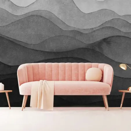 Papier peint paysage montagneux en couches d'encre – Wallnifity®