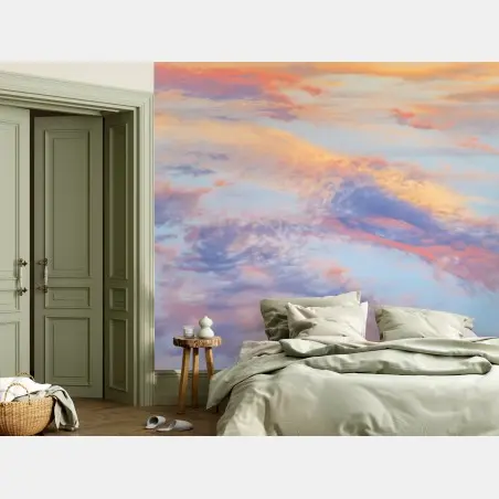 Papier peint aube pastel et nuages dorés – Wallnifity®