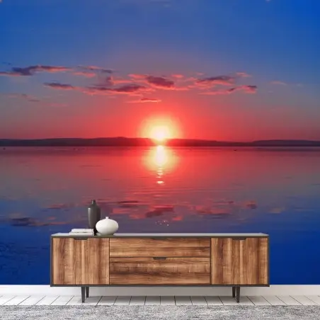 Papier peint crépuscule rouge sur le lac – Wallnifity®