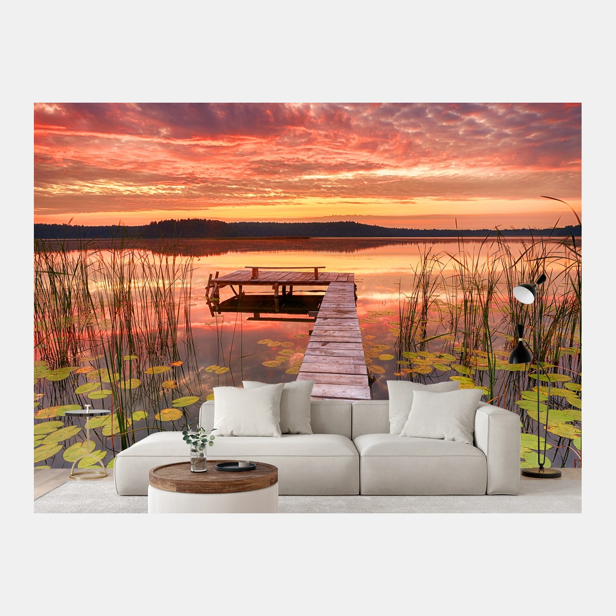 Papier peint aube dorée sur le lac – Wallnifity®