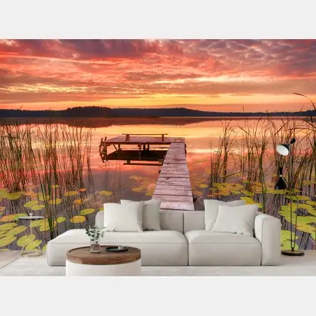Papier peint aube dorée sur le lac – Wallnifity®
