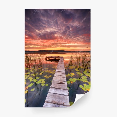 Papier peint aube dorée sur le lac – Wallnifity®