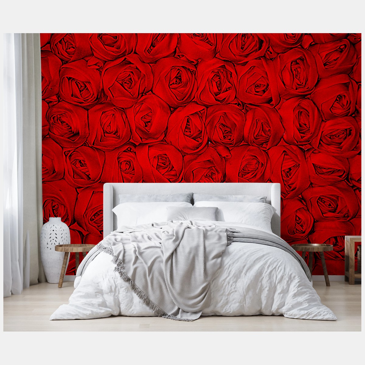 Papier peint mur de roses rouges romantiques – Wallnifity® Papier peint mur de roses rouges romantiques – Wallnifity®