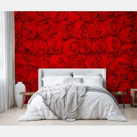 Papier peint mur de roses rouges romantiques – Wallnifity®
