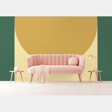 Papier peint composition géométrique ocre et vert – Wallnifity®