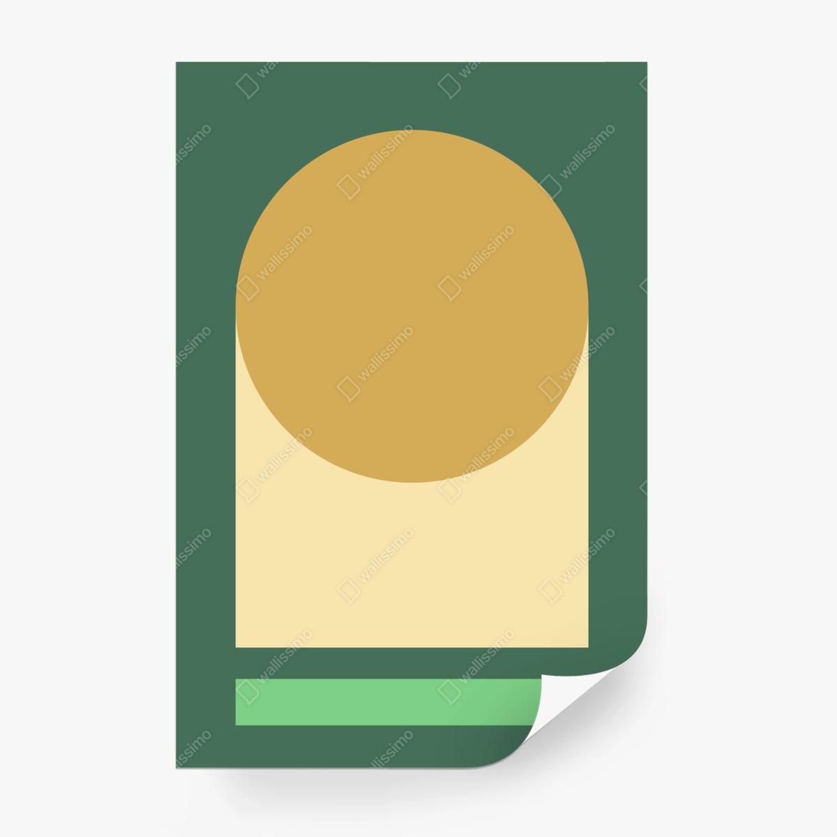Papier peint composition géométrique ocre et vert – Wallnifity®