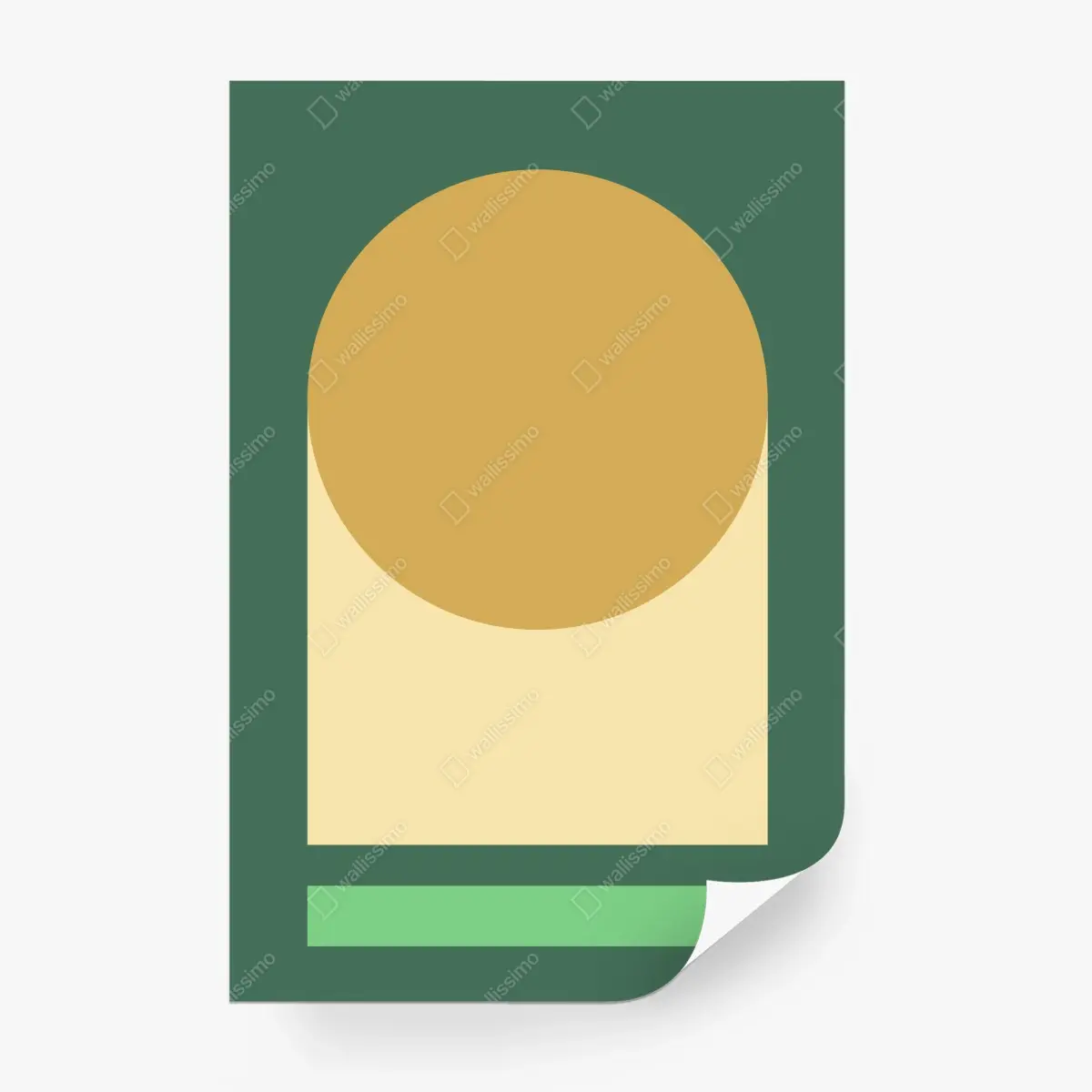 Papier peint composition géométrique ocre et vert – Wallnifity®