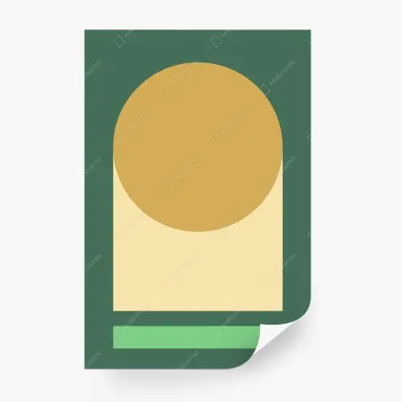 Papier peint composition géométrique ocre et vert – Wallnifity®