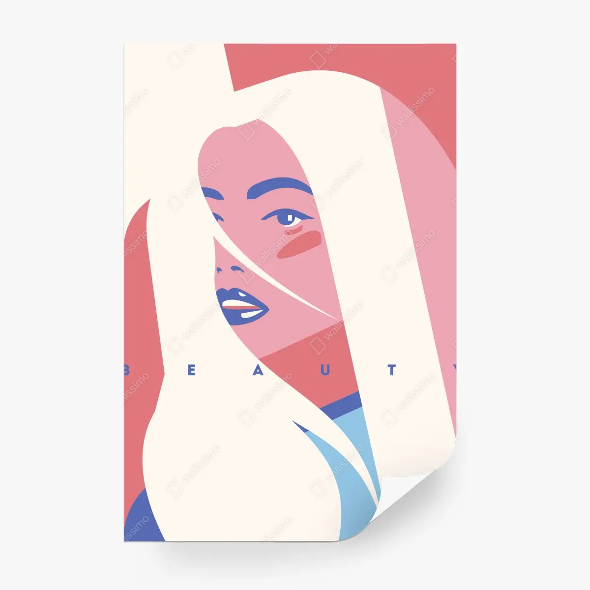Papier peint portrait pop minimaliste aux tons pastel – Wallnifity®