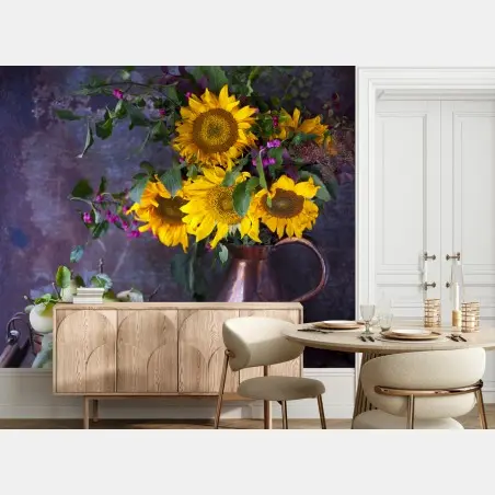 Papier peint bouquet de tournesols et fruits d'automne – Wallnifity®