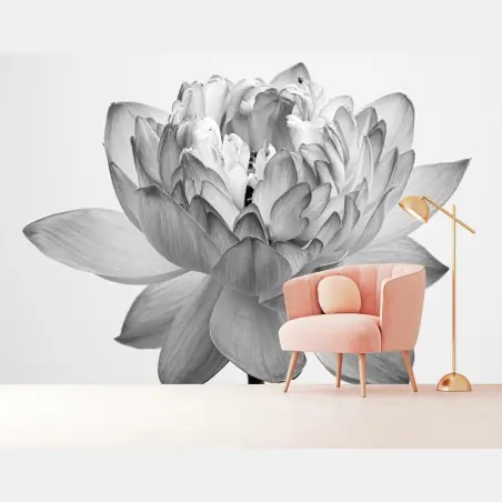 Papier peint fleur de lotus monochrome élégante – Wallnifity®