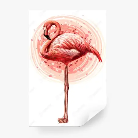 Papier peint flamant rose stylisé sur fond abstrait – Wallnifity®