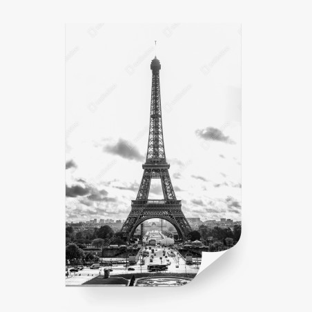 Papier peint silhouette monochrome de la Tour Eiffel – Wallnifity®