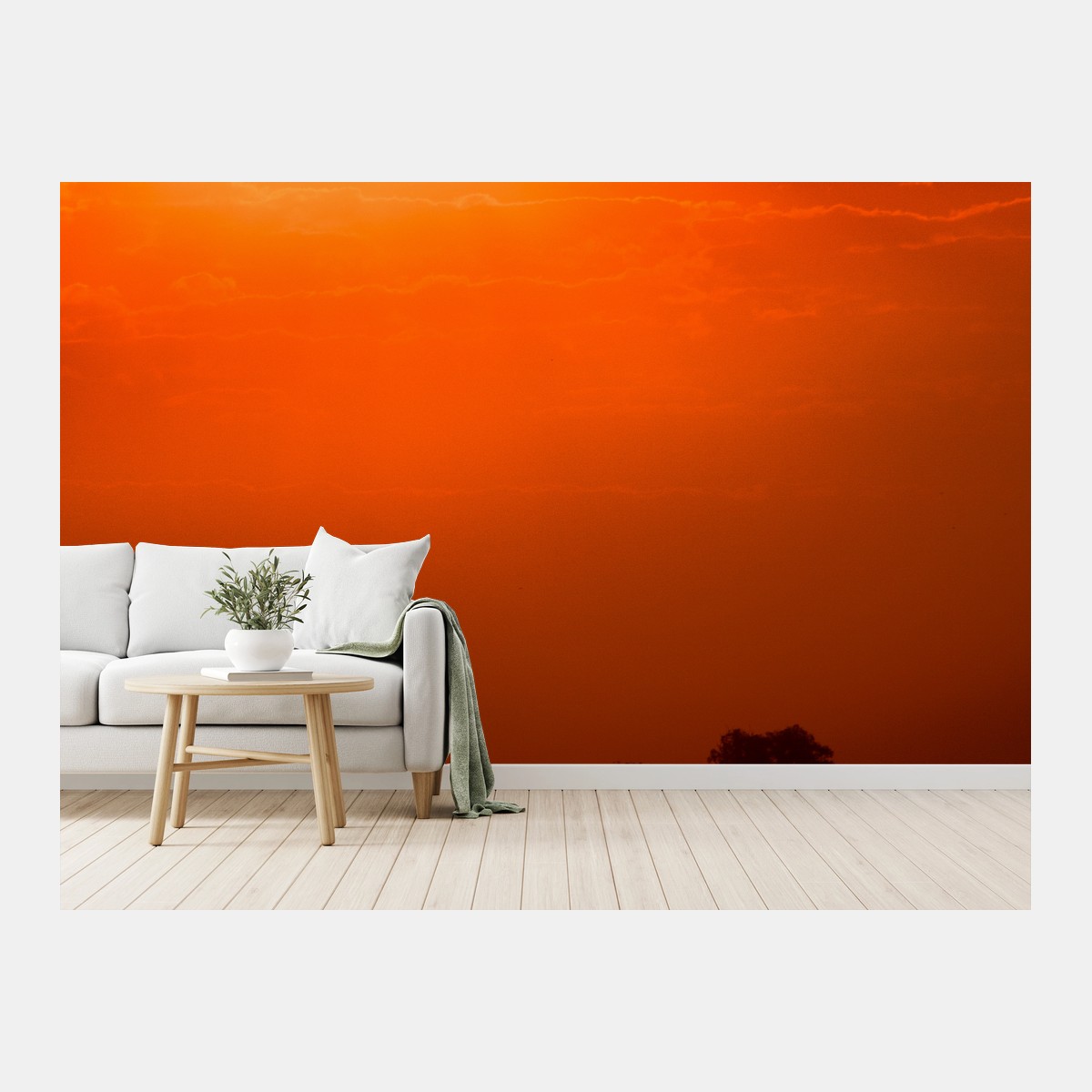 Papier peint coucher de soleil rougeoyant sur le lac – Wallnifity®