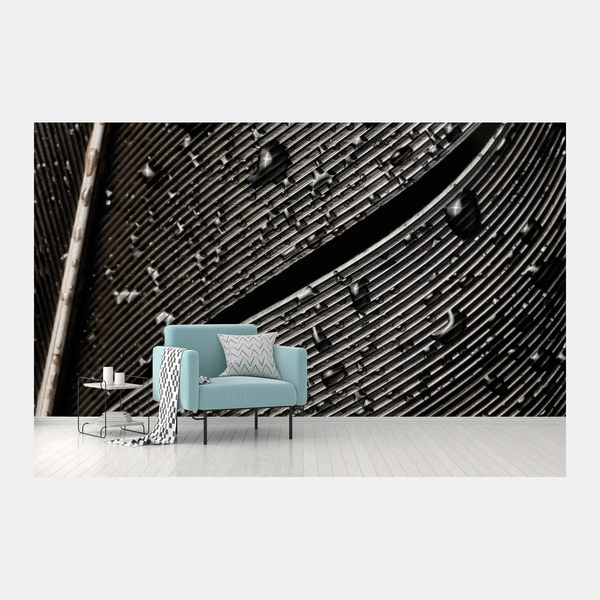 Papier peint plume perlée en gros plan – Wallnifity®