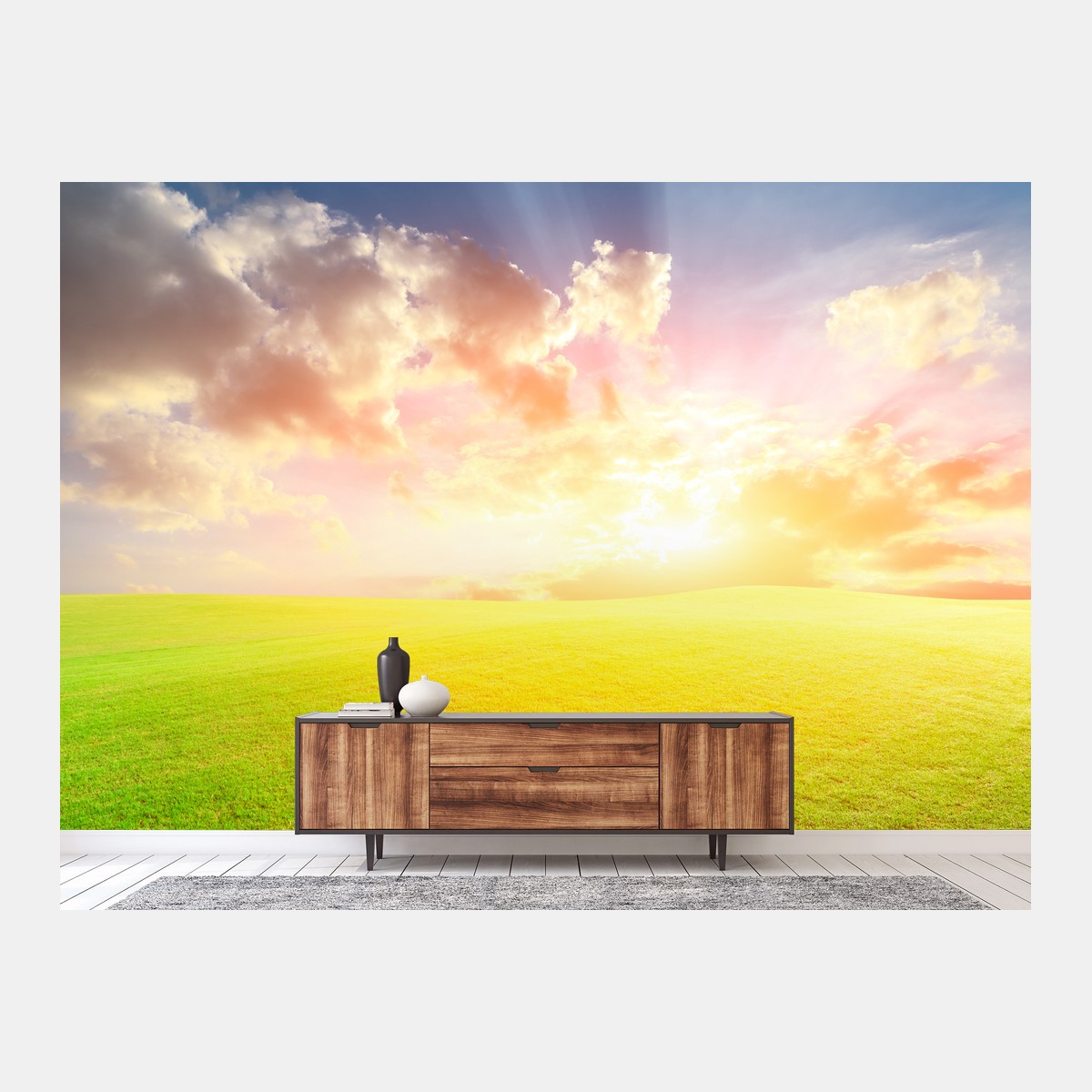 Papier peint prairie au soleil couchant – Wallnifity®