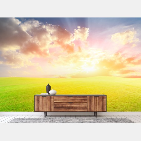 Papier peint prairie au soleil couchant – Wallnifity®
