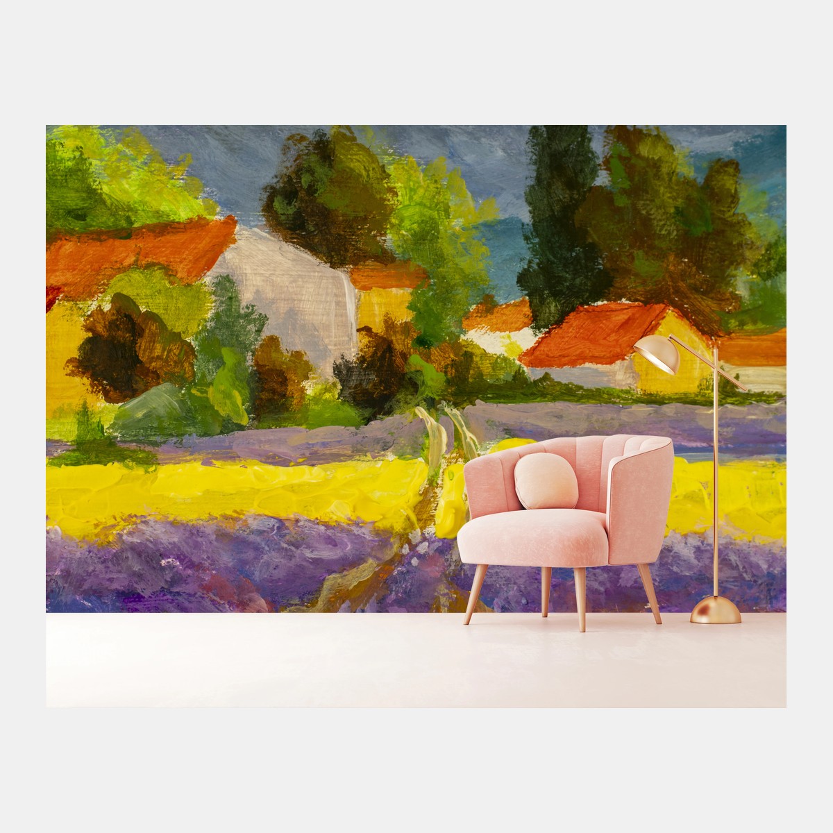 Papier peint champ de lavande au crépuscule – Wallnifity®