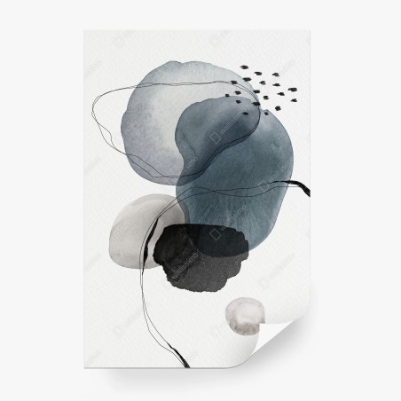Papier peint composition abstraite aux nuances bleu-gris – Wallnifity®