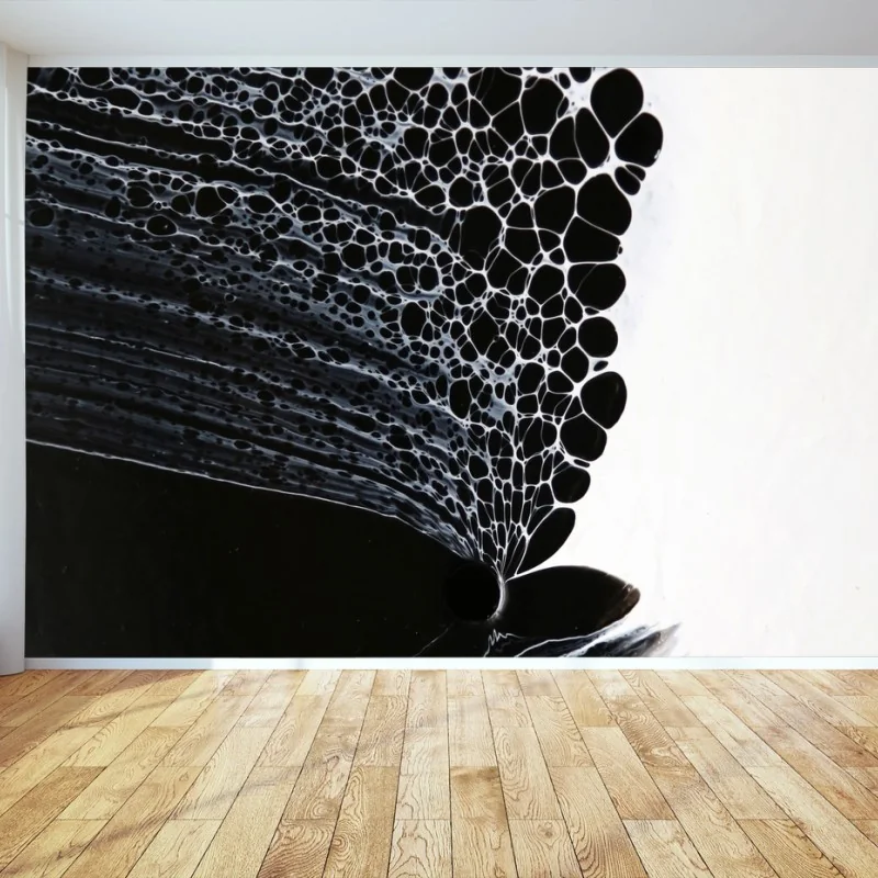 Papier peint mélodie cellulaire en noir et blanc – Wallnifity®
