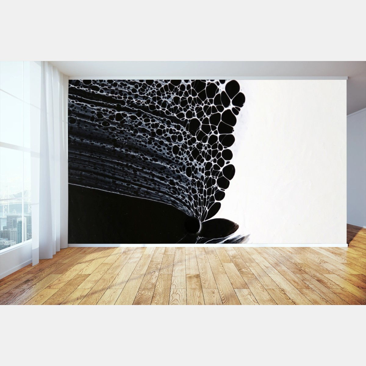 Papier peint mélodie cellulaire en noir et blanc – Wallnifity®