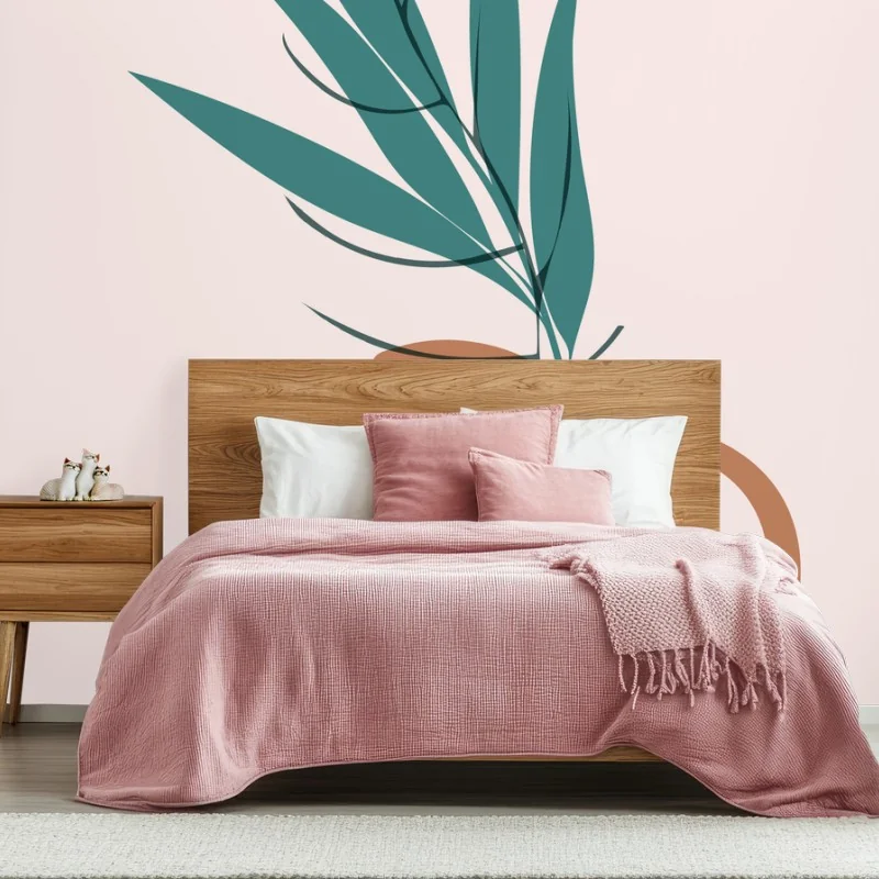 Papier peint vase en terre et feuillage minimaliste – Wallnifity®