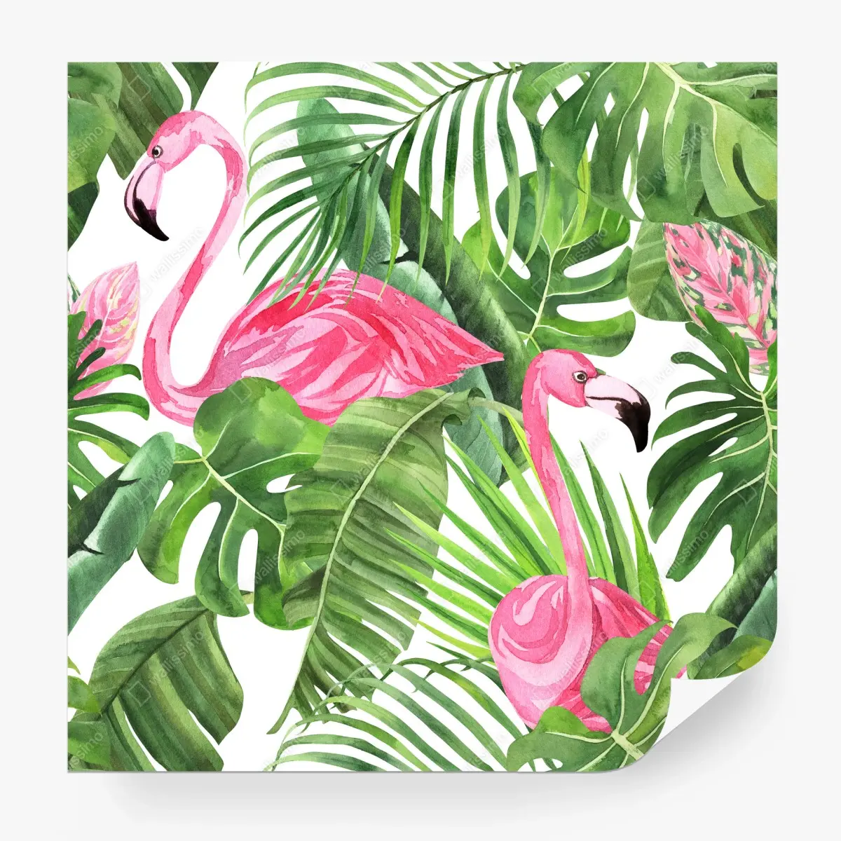 Papier peint flamants roses et feuillages tropicaux – Wallnifity®