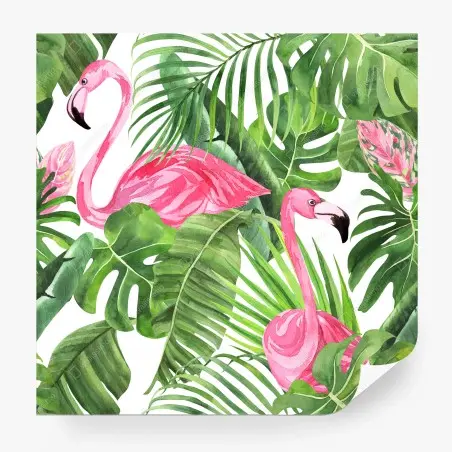 Papier peint flamants roses et feuillages tropicaux – Wallnifity®