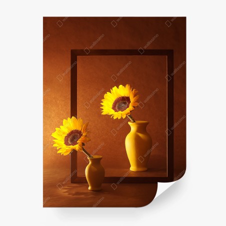 Papier peint tournesols en vase et reflet chaleureux – Wallnifity®