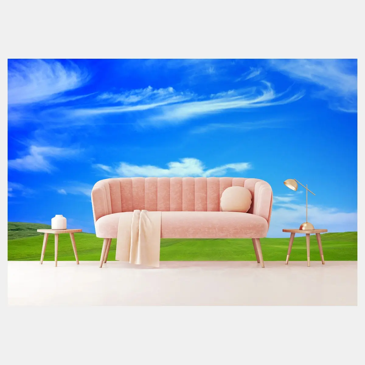 Papier peint horizon verdoyant sous ciel azur – Wallnifity®