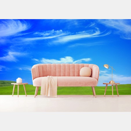 Papier peint horizon verdoyant sous ciel azur – Wallnifity®