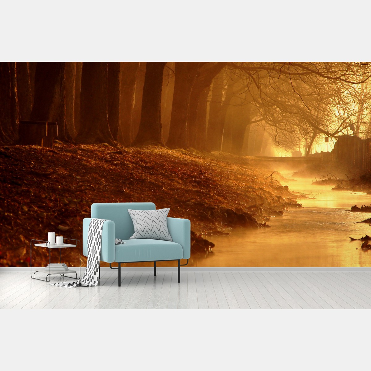 Papier peint brume dorée au bord du ruisseau – Wallnifity®