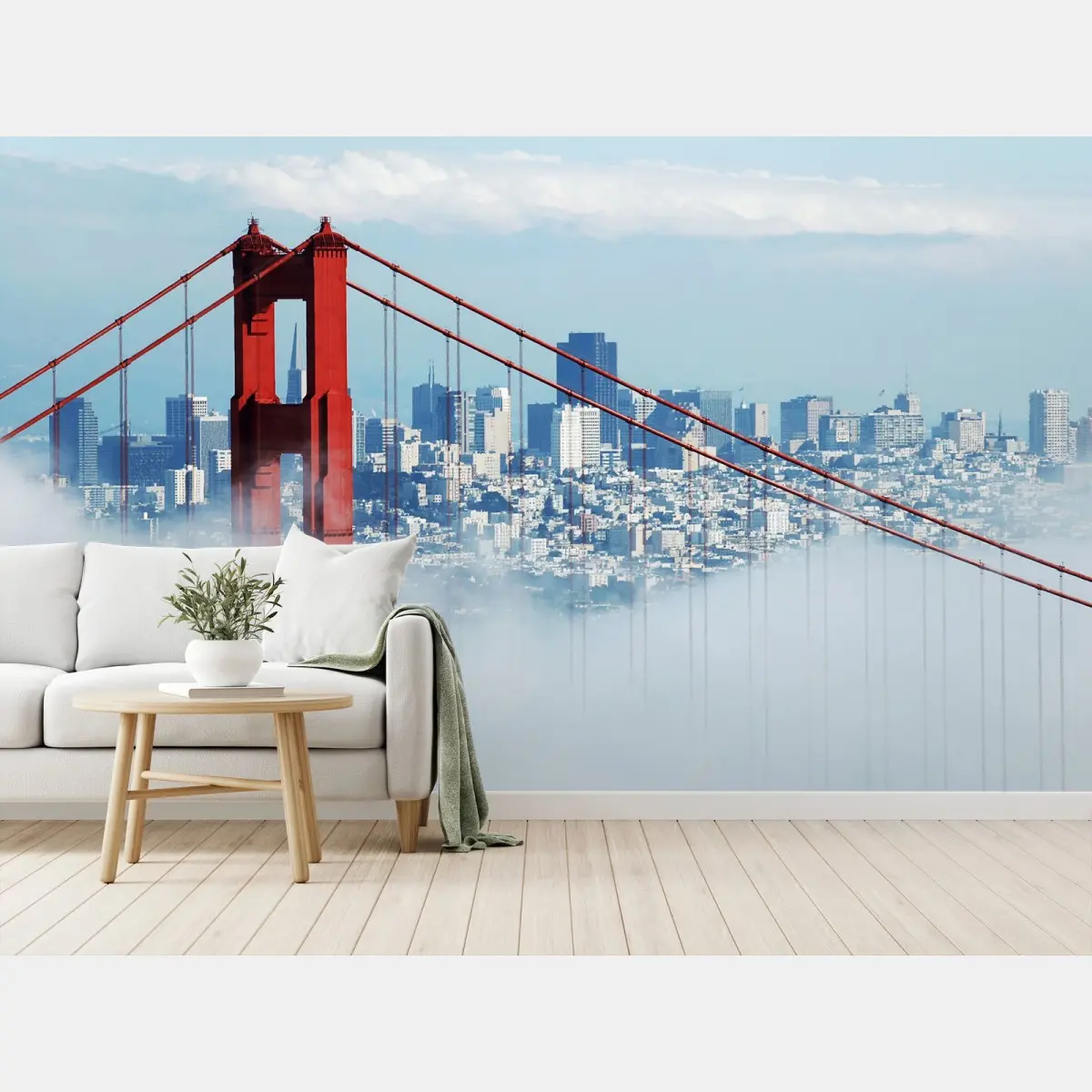 Papier peint le pont rouge de San Francisco dans la brume – Wallnifity®