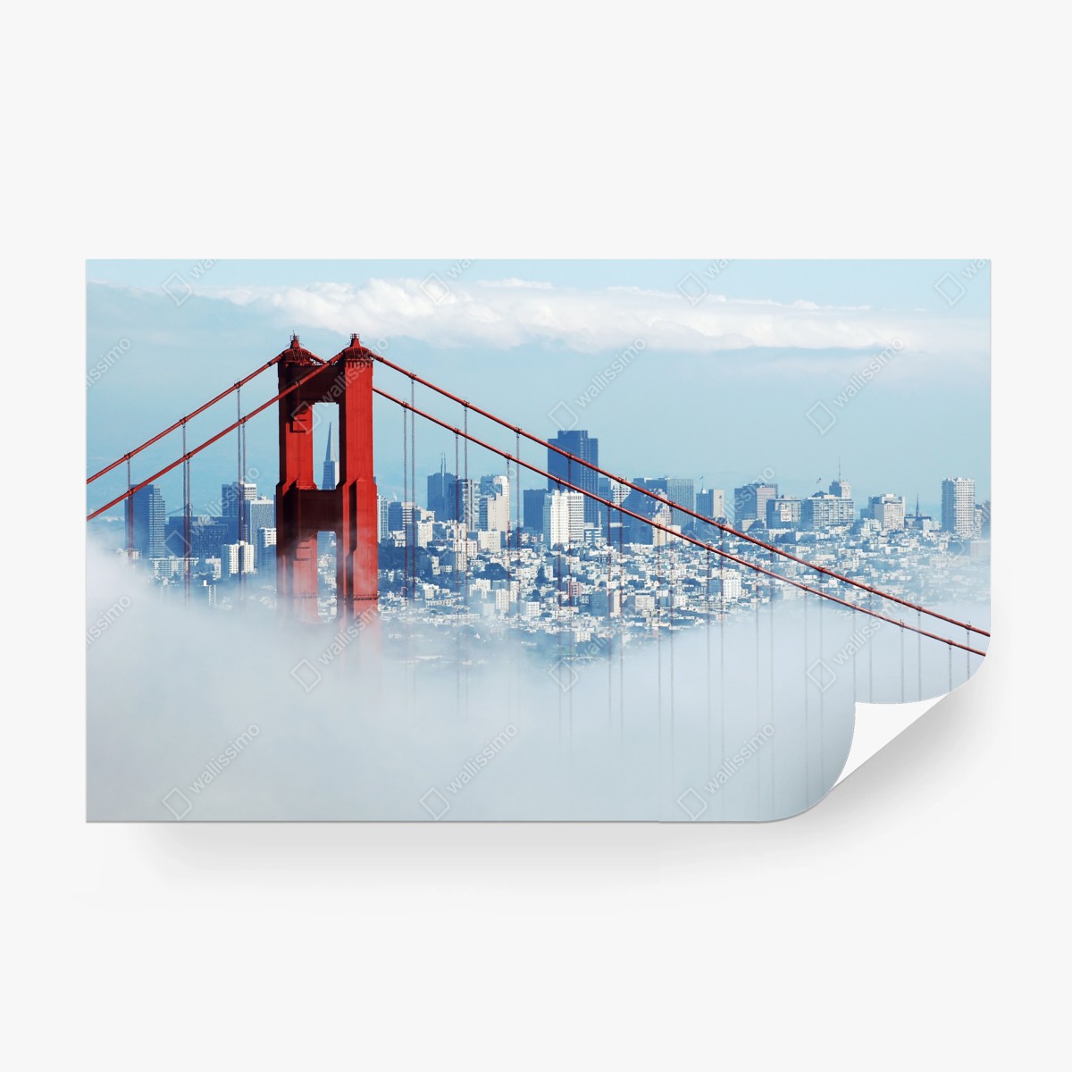 Papier peint le pont rouge de San Francisco dans la brume – Wallnifity®
