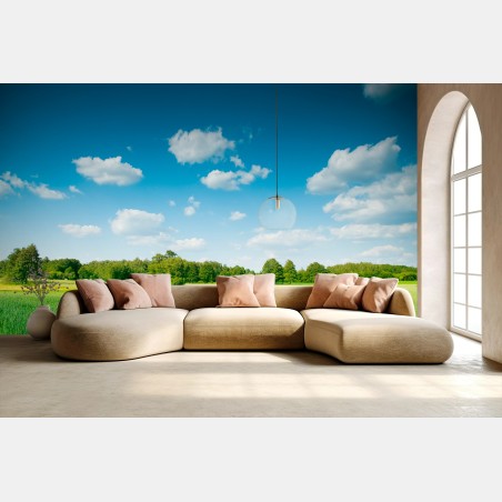 Papier peint horizon verdoyant sous ciel azur – Wallnifity®