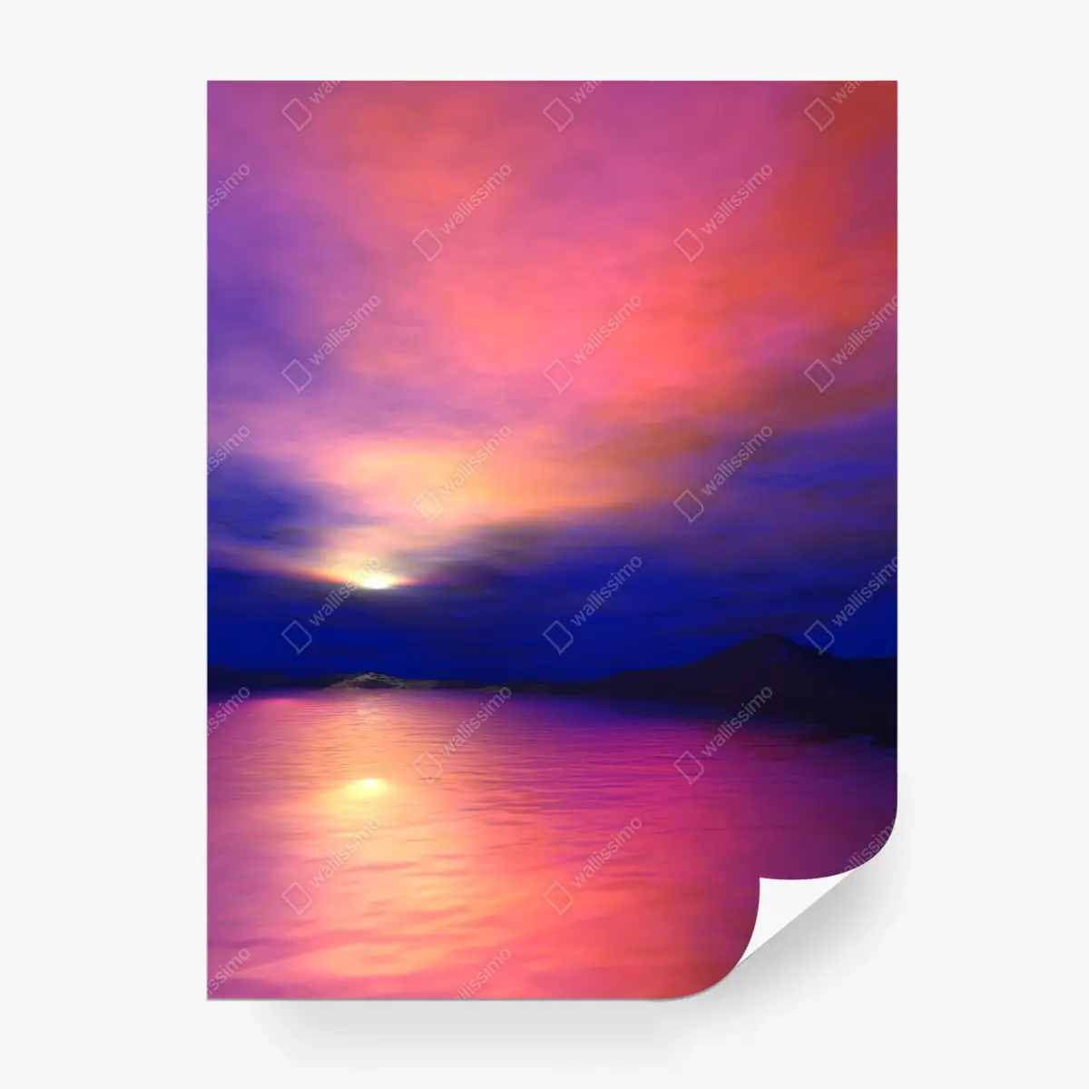 Papier peint crépuscule sur lac et montagnes – Wallnifity®