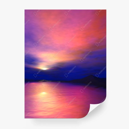 Papier peint crépuscule sur lac et montagnes – Wallnifity®