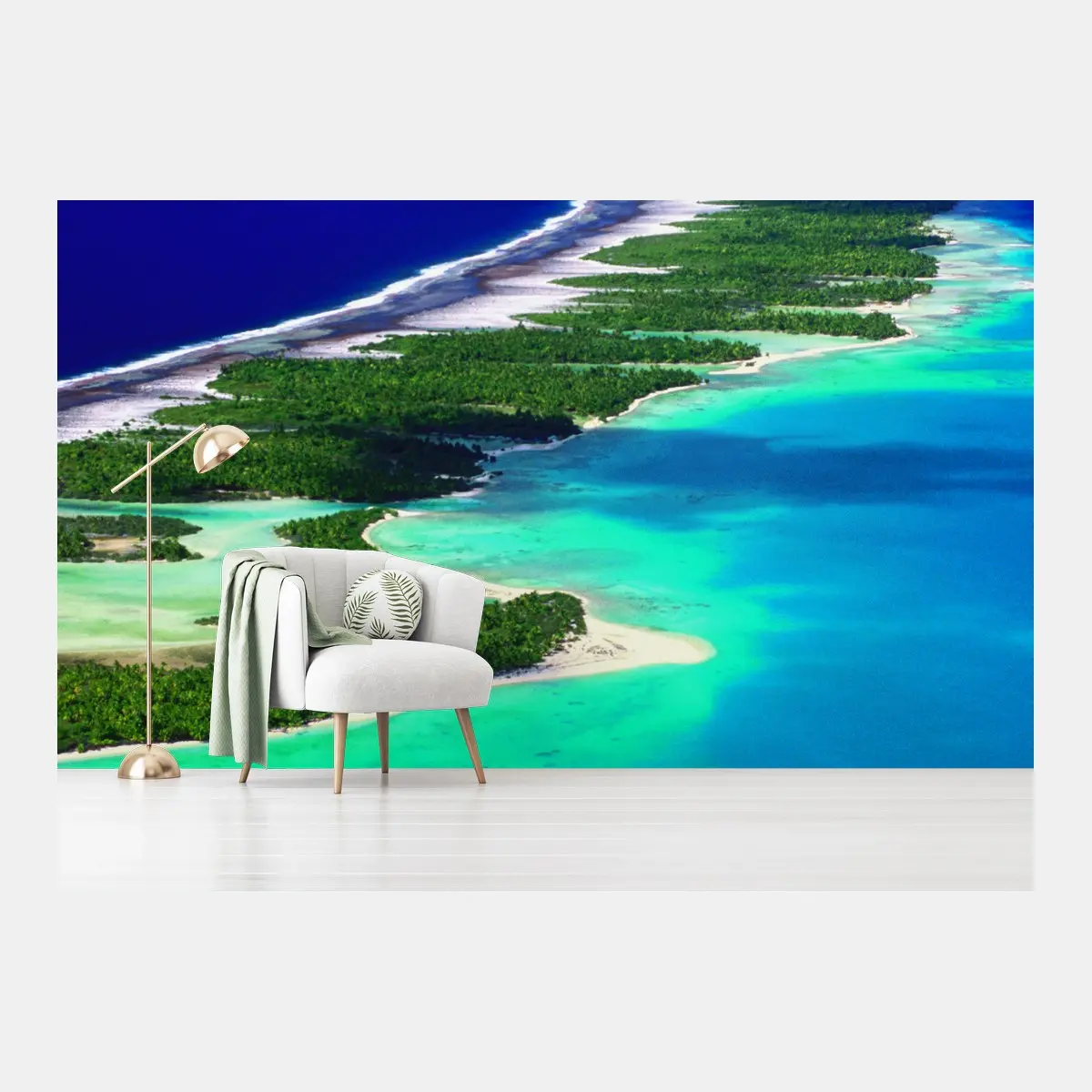 Papier peint lagon turquoise et atoll paradisiaque – Wallnifity®