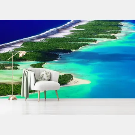 Papier peint lagon turquoise et atoll paradisiaque – Wallnifity®