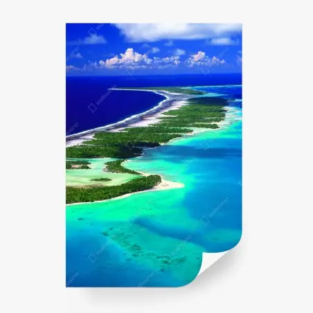 Papier peint lagon turquoise et atoll paradisiaque – Wallnifity®
