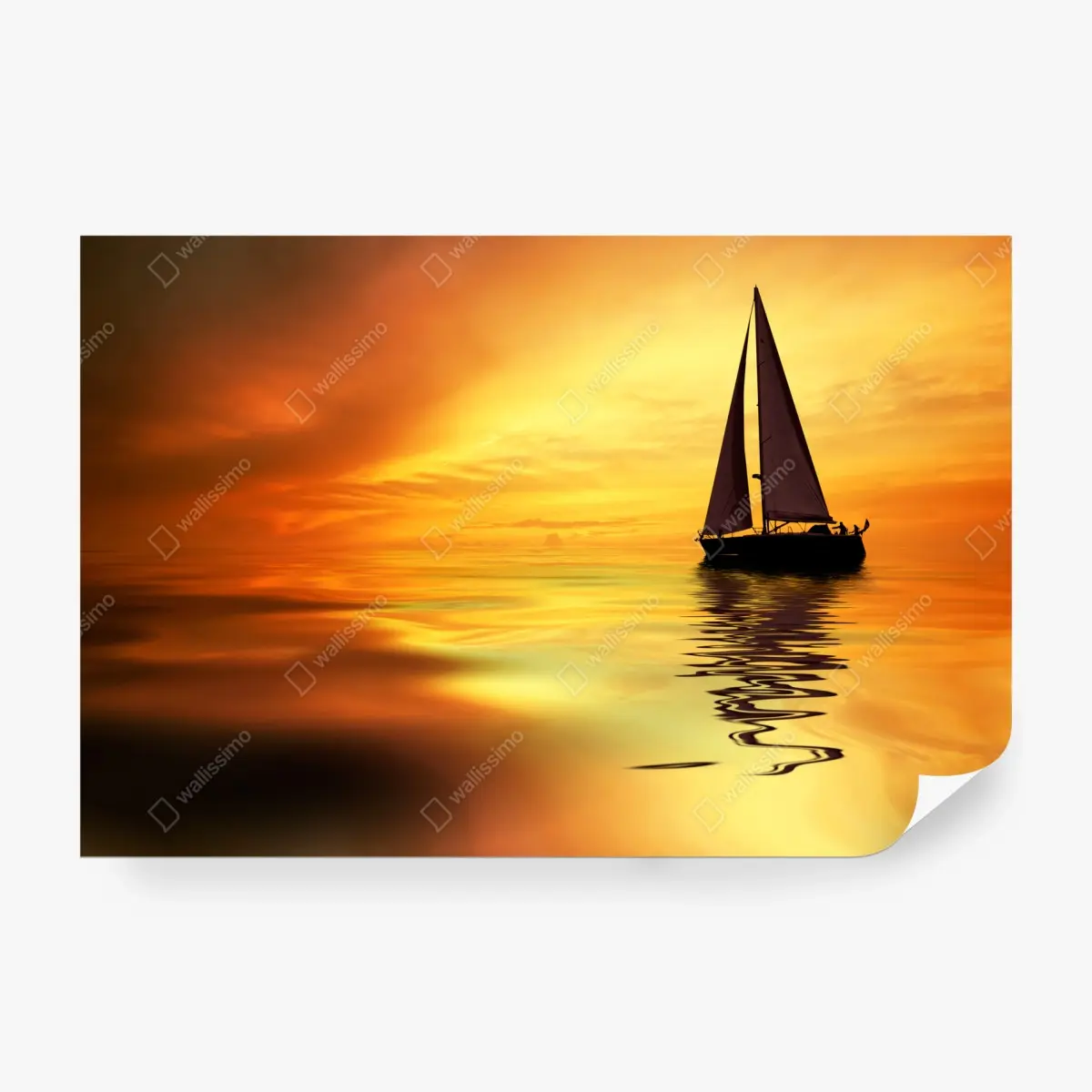 Papier peint voilier au coucher de soleil doré – Wallnifity®