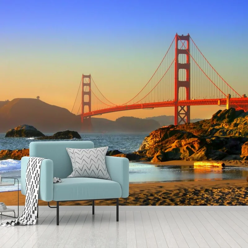 Papier peint pont emblématique de San Francisco au coucher de soleil – Wallnifity® Papier peint pont emblématique de San Francisco au coucher de soleil – Wallnifity®