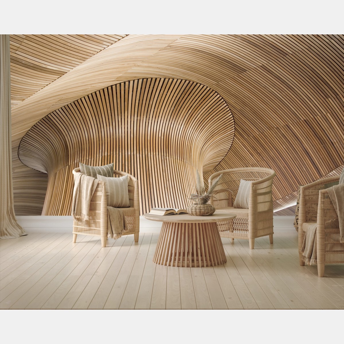 Papier peint vagues de bois architecturales – Wallnifity®