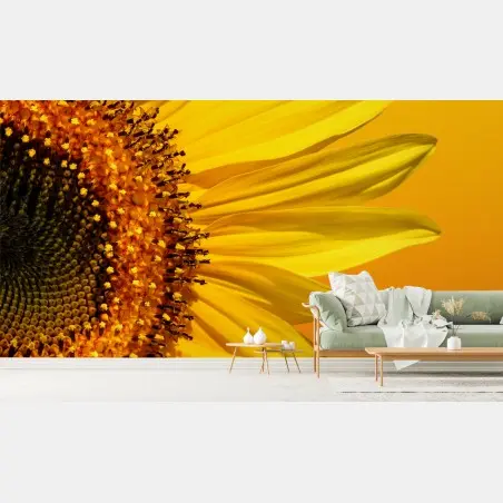 Papier peint élégance du tournesol sur fond orangé – Wallnifity®