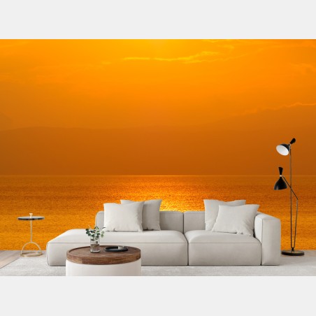 Papier peint reflet doré sur l'océan au coucher du soleil – Wallnifity®