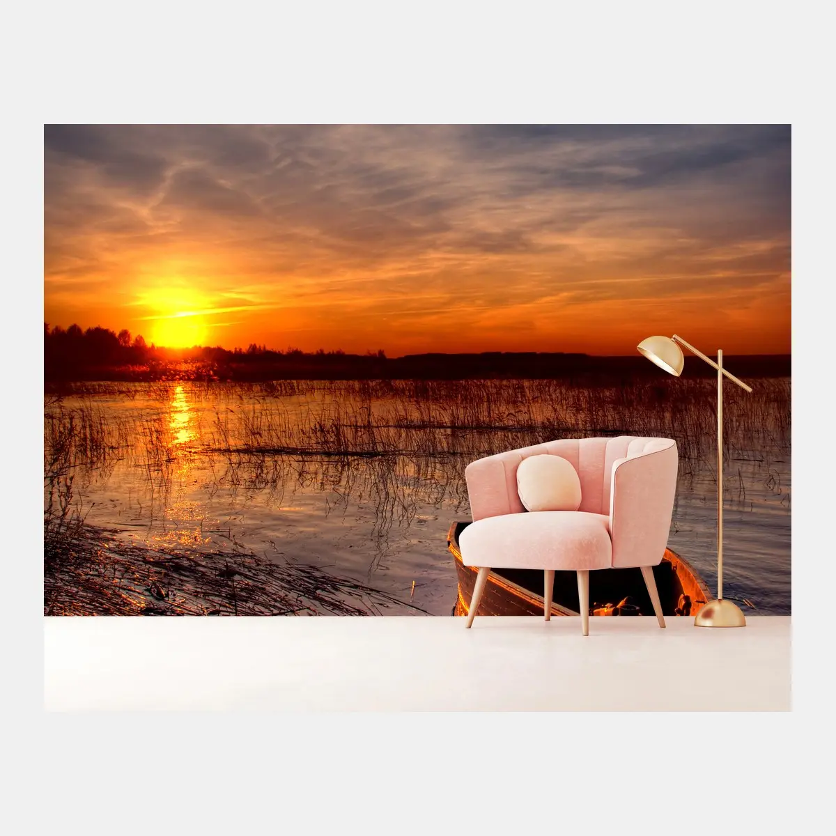Papier peint coucher de soleil au bord du lac – Wallnifity®