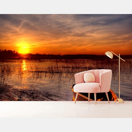 Papier peint coucher de soleil au bord du lac – Wallnifity®